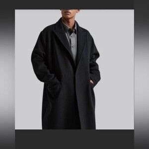 Joseph Lyman Men's Cashmere Overcoat 46R Jacket Black Coat Italy Button